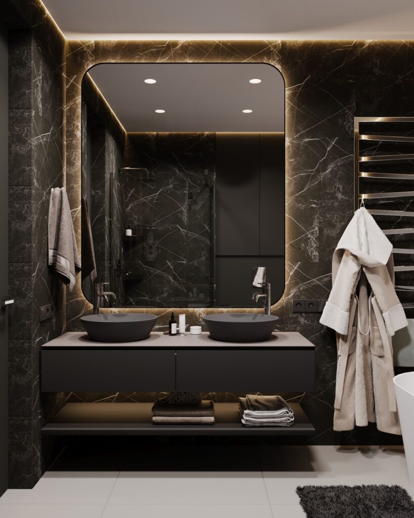 dark moody bathroom, dark bathroom ideas