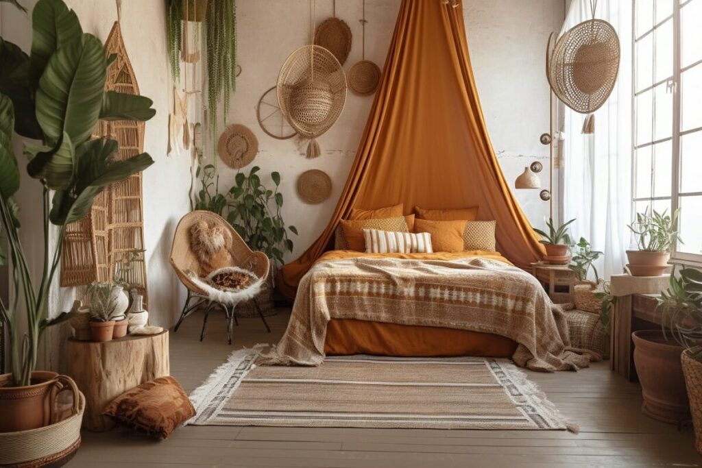 Earthy Tones and Vibrant Accents: Color Schemes in Boho Bedroom Decor