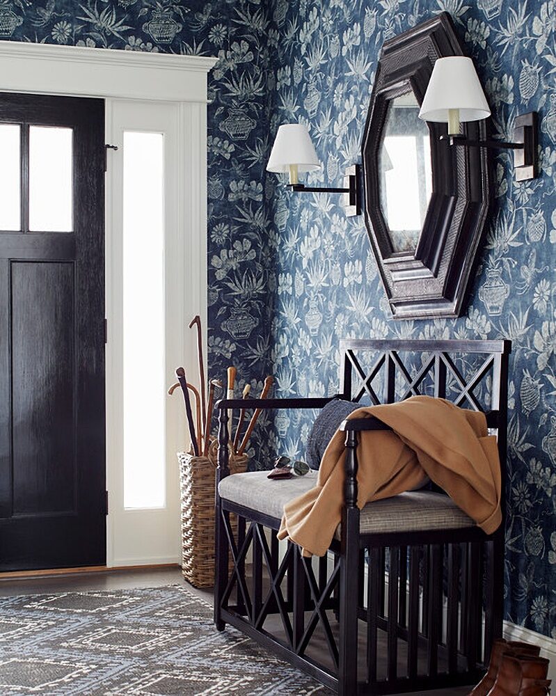 Bold Wallpaper Wonders: Artistic Flair in Dark Entryway Designs