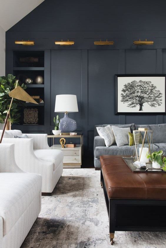 Metallic Accents: A Gleaming Edge to Dark and Moody Living Rooms