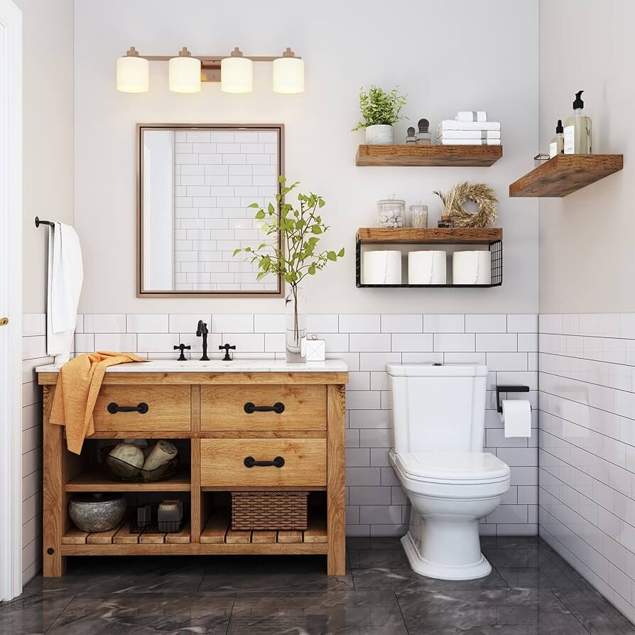 Floating Shelves: A Sleek Over the Toilet Storage Ideas