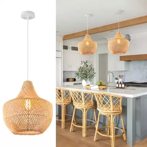 Mgcanyu Boho Rattan Pendant Light