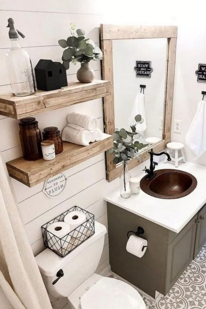 Boho Farmhouse bathroom ideas and decor