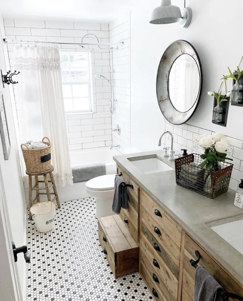 Boho Farmhouse bathroom ideas and decor