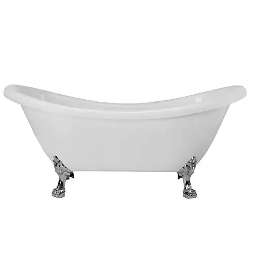 Vintage Tub & Bath Florence 70 Inch Acrylic Double Slipper Clawfoot Tub - No Faucet Drillings - Lion Paw Feet