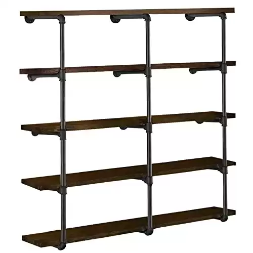 HITOMEN Industrial Iron Pipe Shelves, 3 Set 5-Tier, 56