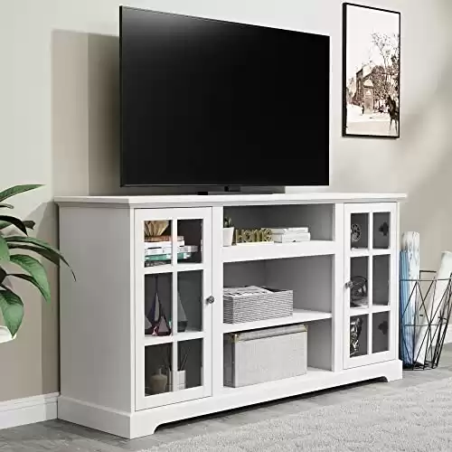 LGHM White TV Stand, Entertainment Center for 65 inch TV, 58