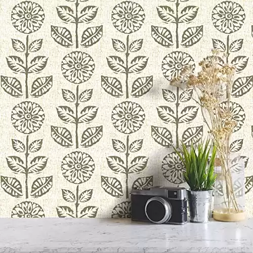 Wudnaye Floral Peel and Stick Wallpaper Vintage Decorative